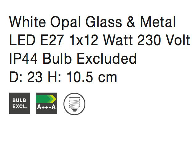 Plafoniera alba rotunda Meto diverse diametre, abajur de sticla, baza metal, 832401 - Novaluce [6]