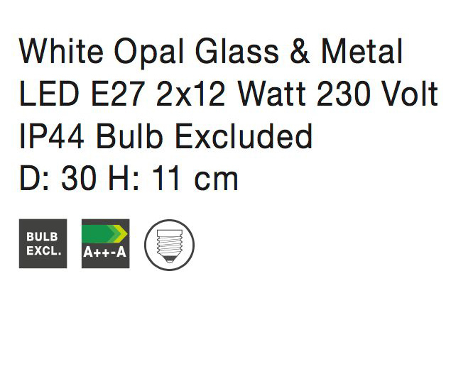 Plafoniera alba rotunda Meto diverse diametre, abajur de sticla, baza metal, 832401 - Novaluce [10]
