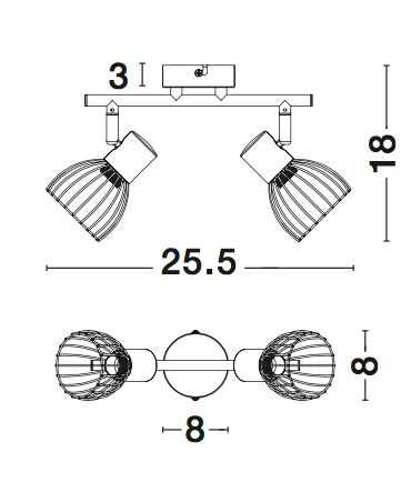Plafoniera/aplica liniara neagra cu 2 surse de lumina Jema, din metal, 770011 - Novaluce [4]