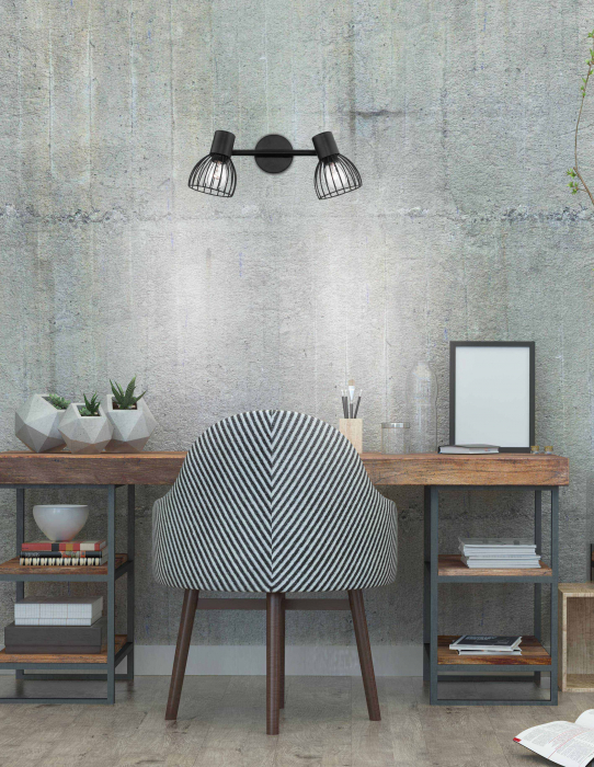 Plafoniera/aplica liniara neagra cu 2 surse de lumina Jema, din metal, 770011 - Novaluce [3]
