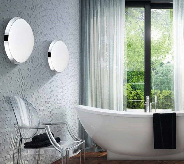 Plafoniera/aplica moderna baie Zozda Ø 30 cm, sticla/metal crom, IP54, AZ 1307 - Azzardo [3]