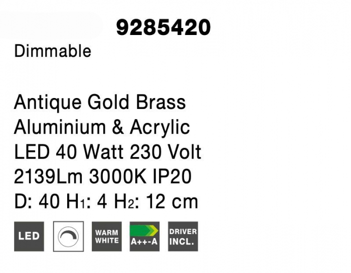 Plafoniera aurie Aliz Ø40/60 cm cu cristale, LED dimabil, design lux, 9285620 - Novaluce [12]
