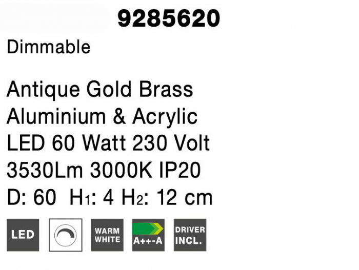 Plafoniera aurie Aliz Ø40/60 cm cu cristale, LED dimabil, design lux, 9285620 - Novaluce [6]