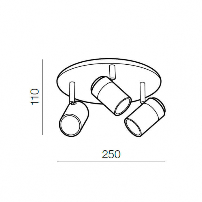 Plafoniera baie rotunda crom Noora 25 cm cu 3 spoturi lumina reglabile, IP44, AZ 2556 - Azzardo [2]