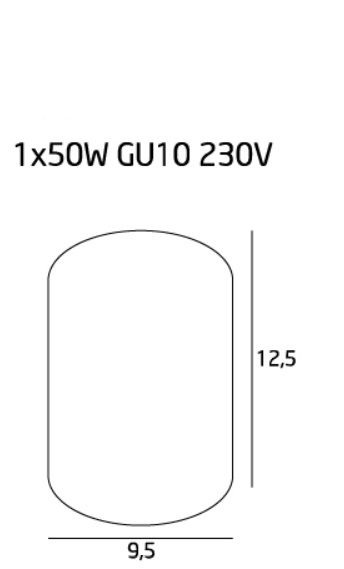 Spot negru cilindric aplicat Gaus Ø 9,5 cm, cm din metal, C0068 - Maxlight [2]