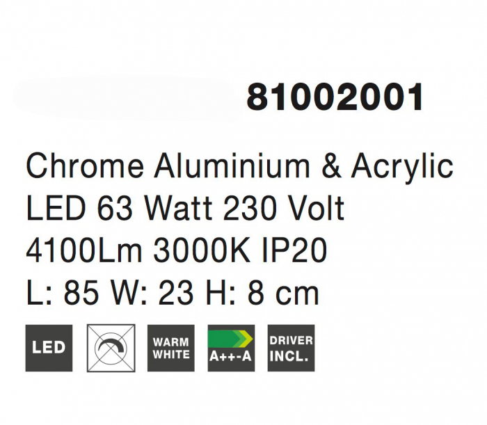 Plafoniera crom LED 3 elemente ondulate Enora 51 cm, design modern, 81002001 - Novaluce [5]