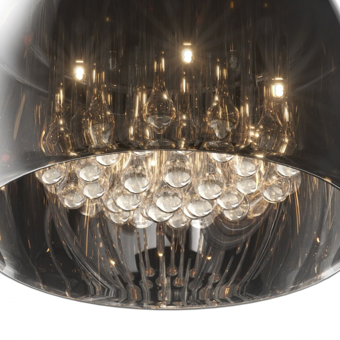 Plafoniera rotunda sticla fumurie CRYSTAL Ø40 cm cu cristale, design glam, 003064-001000 - Zumaline [3]