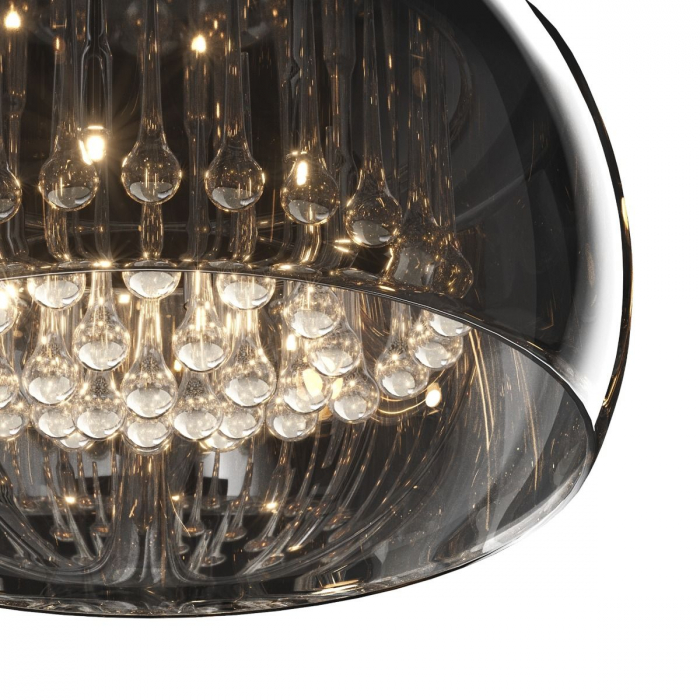 Plafoniera rotunda sticla fumurie CRYSTAL Ø50 cm cu cristale, design glam, 003064-001001 - Zumaline [3]