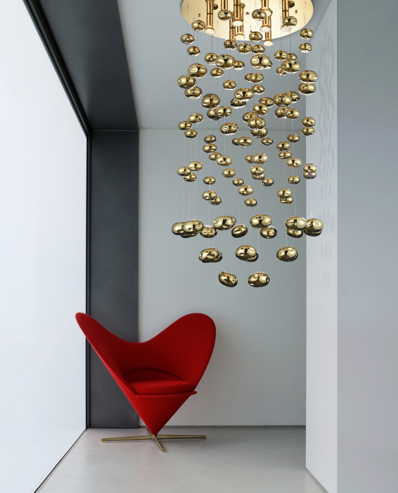 Plafoniera de lux Aqua XL, auriu/crom/transparent, lemente metal/sticla, design modern in forma de bule, AZ 2574 - Azzardo [5]