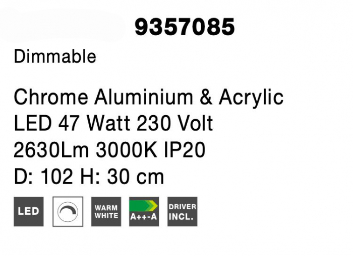 Plafoniera de lux aurie/crom/alba Stina 100 cm, LED dimabil, design modern, 9357087 - Novaluce [25]