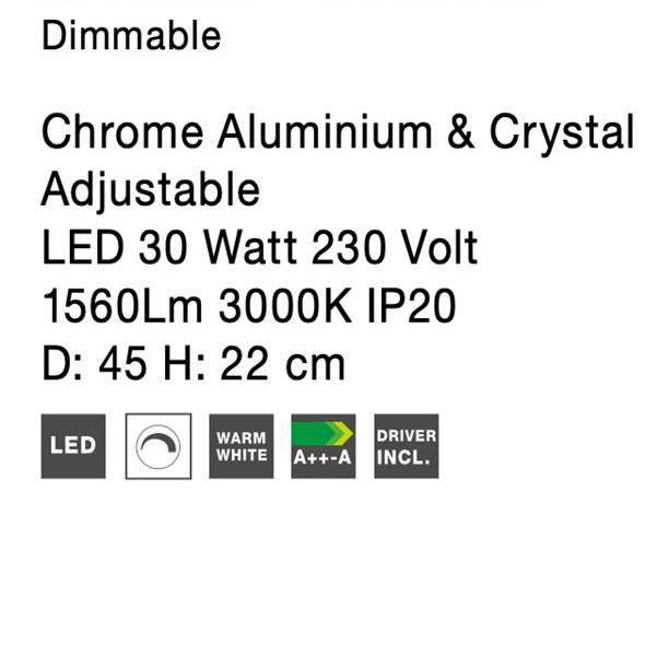 Plafoniera de lux crom Avone, cu 3 inele ajustabile cu LED dimabil, Ø 45 cm, 9349061 - Novaluce [8]