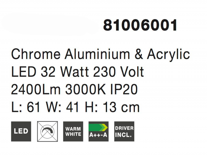 Plafoniera de lux crom Gisselle 61 cm, iluminare LED 3 piese liniare, 81006001 - Novaluce [4]