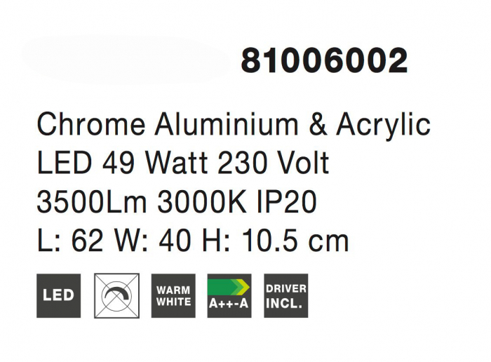 Plafoniera de lux crom Gisselle 62 cm, iluminare LED 5 piese liniare, 81006002 - Novaluce [4]
