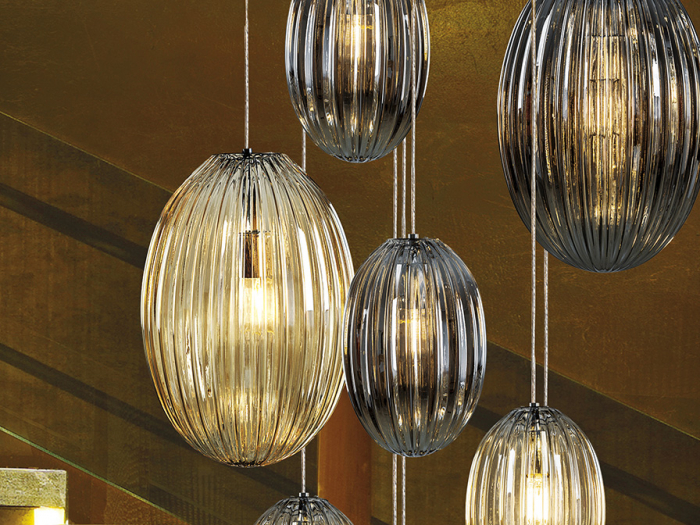Plafoniera de lux cu 13 pendule ovale sticla Kati Ø96 cm E27 LED dimabil, 752459 - Schuller [3]