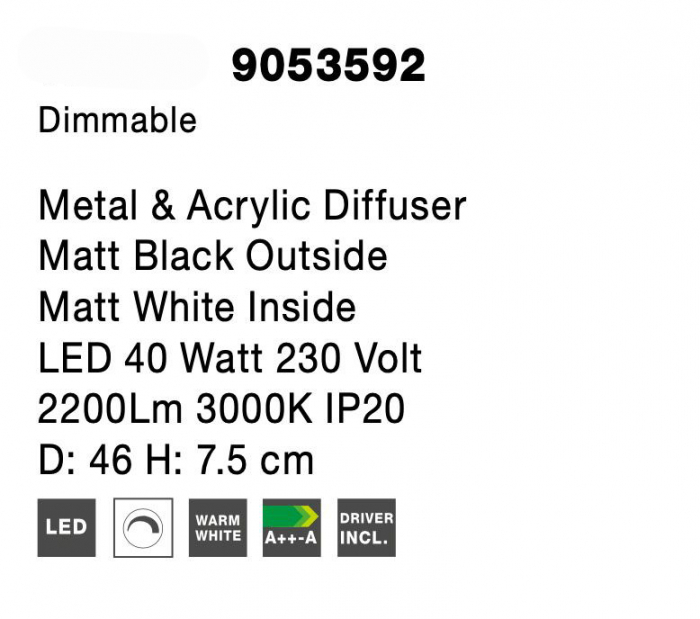 Plafoniera dimabila LED aurie/alba/neagra Berna Ø46/56 cm, metal si acril, design modern, 9053560 - Novaluce [21]