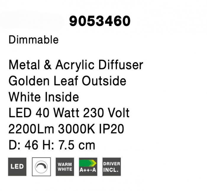 Plafoniera dimabila LED aurie/alba/neagra Berna Ø46/56 cm, metal si acril, design modern, 9053560 - Novaluce [7]