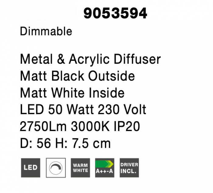 Plafoniera dimabila LED aurie/alba/neagra Berna Ø46/56 cm, metal si acril, design modern, 9053560 - Novaluce [23]
