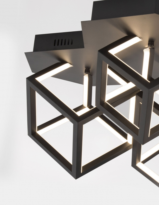 Plafoniera dimabila LED aurie/neagra Gerho 64x41 cm abajur forma 3 cuburi, design minimalist, 9818242 - Novaluce [8]