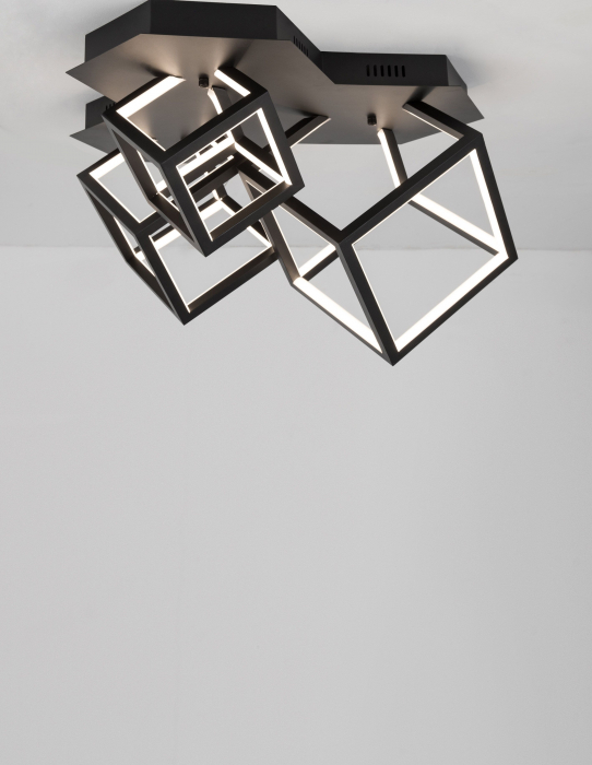 Plafoniera dimabila LED aurie/neagra Gerho 64x41 cm abajur forma 3 cuburi, design minimalist, 9818242 - Novaluce [11]