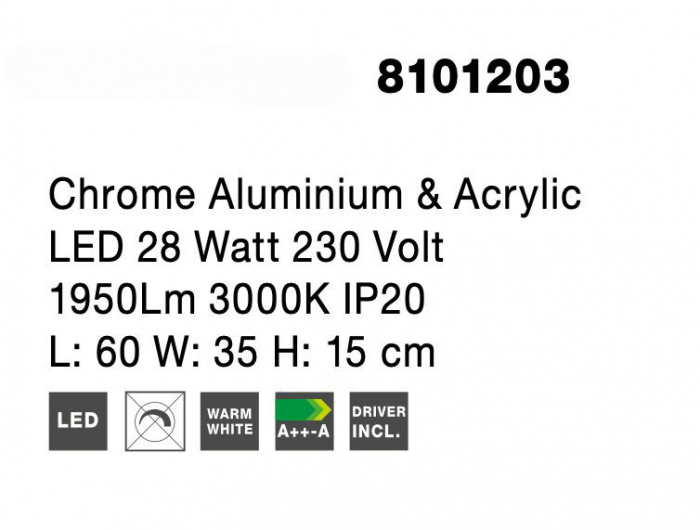 Plafoniera eleganta alba/crom/neagra Jorun 60 cm, iluminare LED, forma ovala, 9500710 - Novaluce [16]