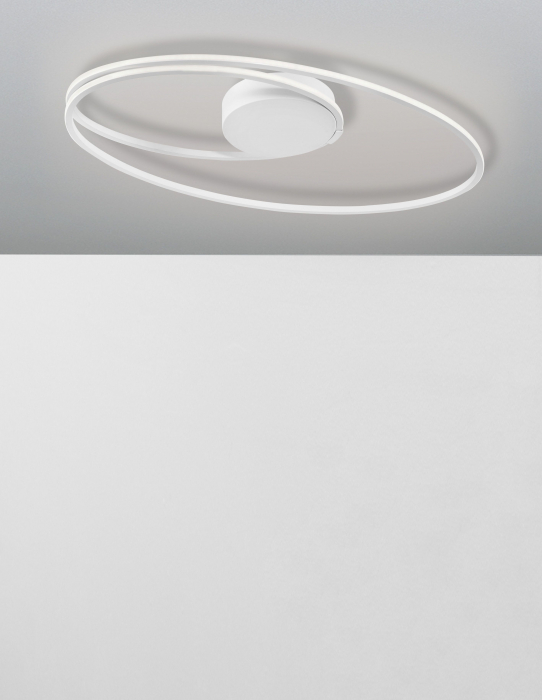 Plafoniera eleganta alba/crom/neagra Jorun 60 cm, iluminare LED, forma ovala, 9500710 - Novaluce [19]