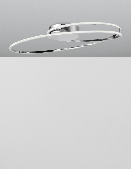 Plafoniera eleganta alba/crom/neagra Jorun 60 cm, iluminare LED, forma ovala, 9500710 - Novaluce [11]