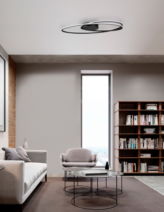 Plafoniera eleganta alba/crom/neagra Jorun 60 cm, iluminare LED, forma ovala, 9500710 - Novaluce [7]