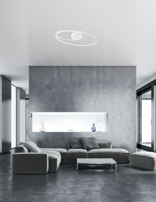 Plafoniera eleganta alba/crom/neagra Jorun 60 cm, iluminare LED, forma ovala, 9500710 - Novaluce [22]