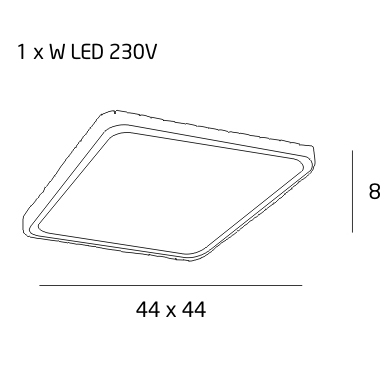 Plafoniera eleganta patrata iluminare LED Claudi 44x44x8 cm metal/sticla, C0118 - Maxlight [2]