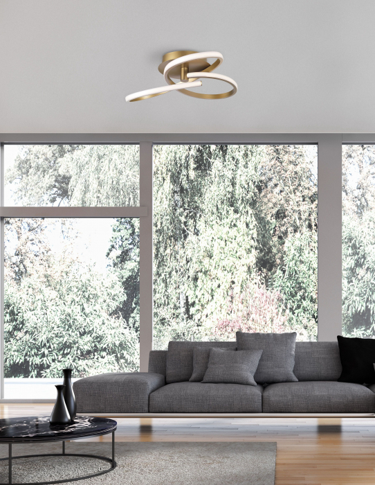 Plafoniera eleganta premium Loop aurie/alba Ø51 cm, forma bucla design modern, 1701101003 - Novaluce [2]