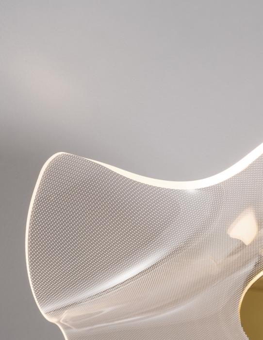 Plafoniera eleganta Wavy 50 cm aurie cu abajur transparent acril, LED 31W, 9054502 - Novaluce [2]