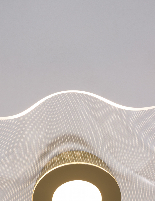 Plafoniera eleganta Wavy 50 cm aurie cu abajur transparent acril, LED 31W, 9054502 - Novaluce [3]