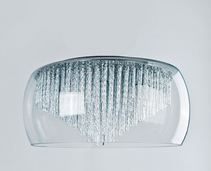 Plafoniera extravaganta Kass 23/40/50 Ø, abajur sticla transparenta, detalii bare aluminiu spirala, AZ 1001 - Azzardo [8]