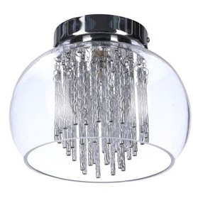 Plafoniera extravaganta Kass 23/40/50 Ø, abajur sticla transparenta, detalii bare aluminiu spirala, AZ 1001 - Azzardo [2]