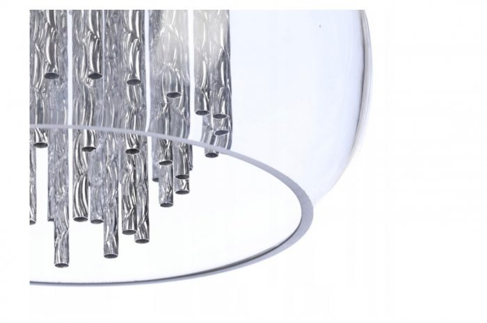 Plafoniera extravaganta Kass 23/40/50 Ø, abajur sticla transparenta, detalii bare aluminiu spirala, AZ 1001 - Azzardo [7]
