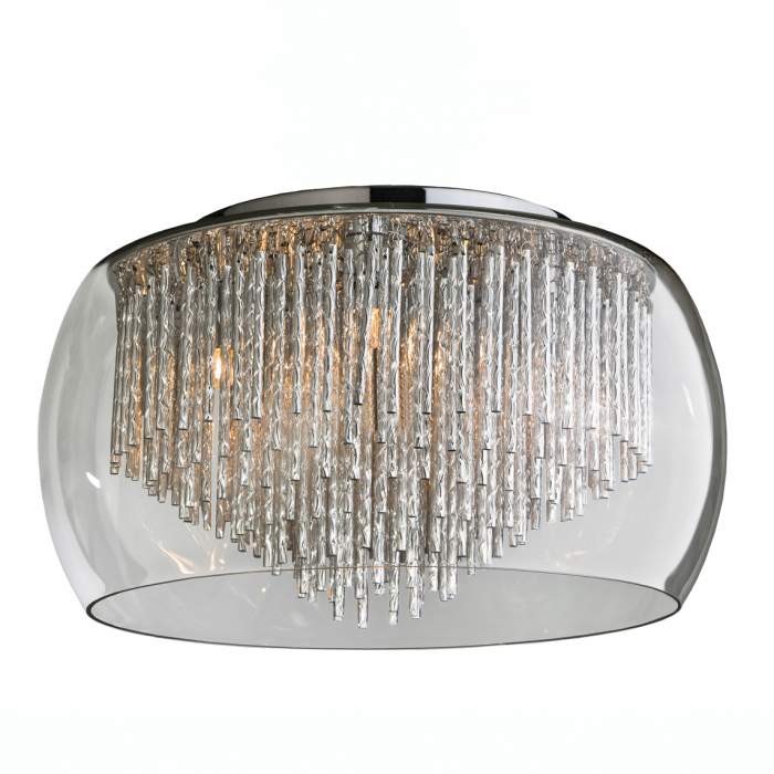 Plafoniera extravaganta Kass 23/40/50 Ø, abajur sticla transparenta, detalii bare aluminiu spirala, AZ 1001 - Azzardo [3]