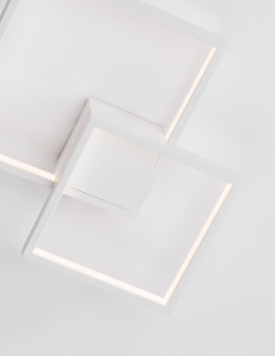 Plafoniera LED alba/neagra stil minimalist Aina 20/25 cm, forma doua patrate suprapuse, 9364037 - Novaluce [13]