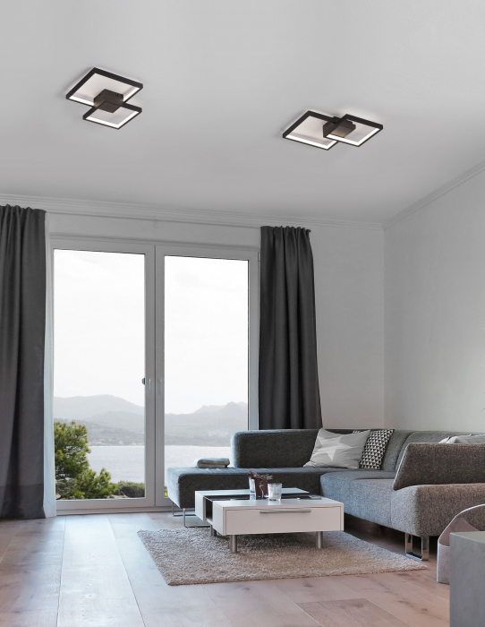 Plafoniera LED alba/neagra stil minimalist Aina 20/25 cm, forma doua patrate suprapuse, 9364037 - Novaluce [7]