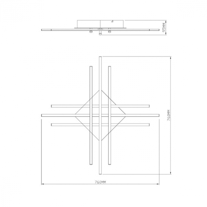 Plafoniera LED crom CROSS 76x76 cm design modern, 003064-001279 - Zumaline [3]