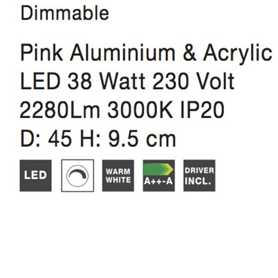 Plafoniera LED dimabila din acril alb Sema Ø 45 cm, baza metal roz/albastru, 9106243 - Novaluce [6]