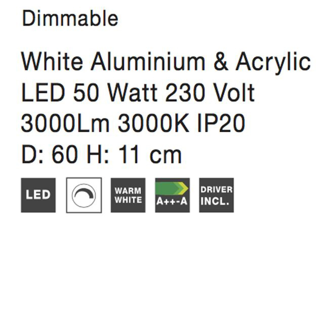 Plafoniera LED dimabila din acril alba Sema Ø 45/60/80 cm, baza metal, 9106244 - Novaluce [4]