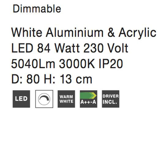 Plafoniera LED dimabila din acril alba Sema Ø 45/60/80 cm, baza metal, 9106244 - Novaluce [8]