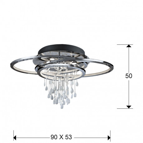 Plafoniera LED dimabila lux crom Eskia 3 inele crom, elemente cristal alb cu margini transparente, 696318 - Schuller [3]