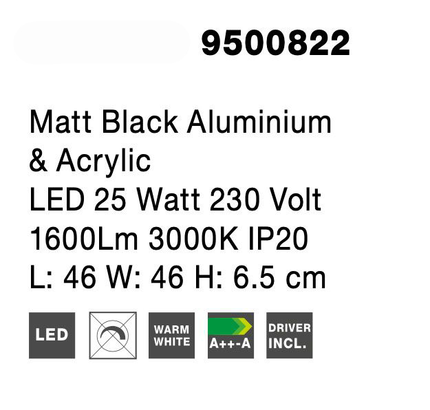 Plafoniera LED Shiri 46 cm alba/neagra, stil minimalist forma geometrica, 8160162 - Novaluce [14]