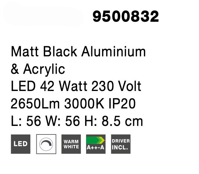 Plafoniera LED Shiri 56 cm alba/neagra, stil minimalist forma geometrica, 9500832 - Novaluce [7]