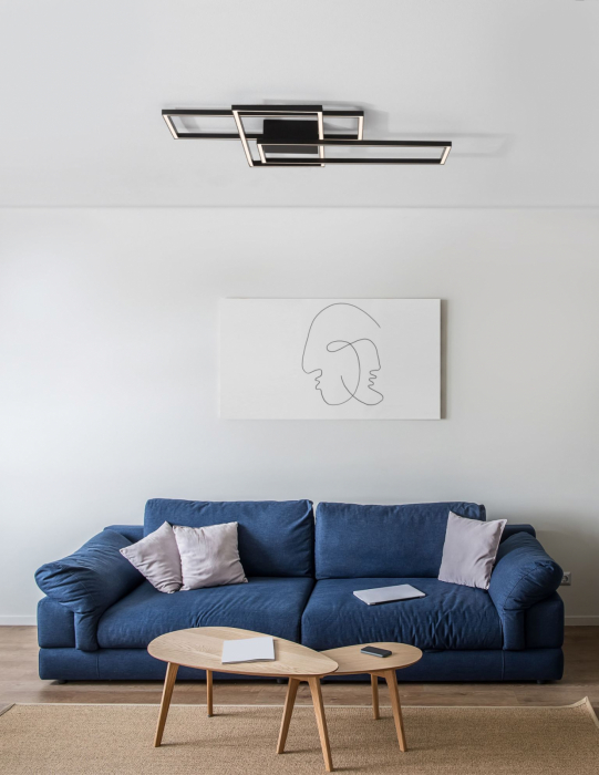 Plafoniera LED dimabila Shiri 90x67 cm alba/neagra/aurie, stil minimalist forma geometrica, 9977001 - Novaluce [13]