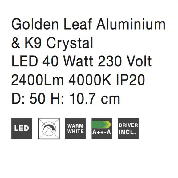 Plafoniera LED lux aurie/argintie rotunda Senia, Ø 50 cm, metal si cristal, 9361084 - Novaluce [6]