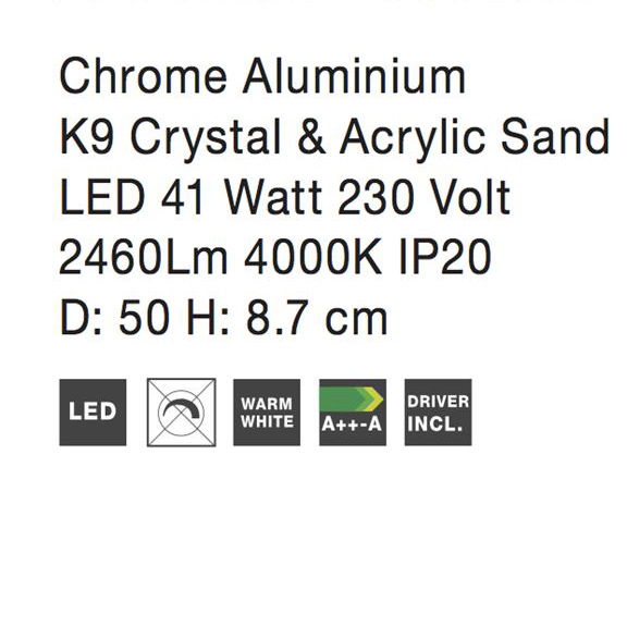 Plafoniera LED lux aurie/argintie rotunda Senia, Ø 50 cm, metal si cristal, 9361085 - Novaluce [6]