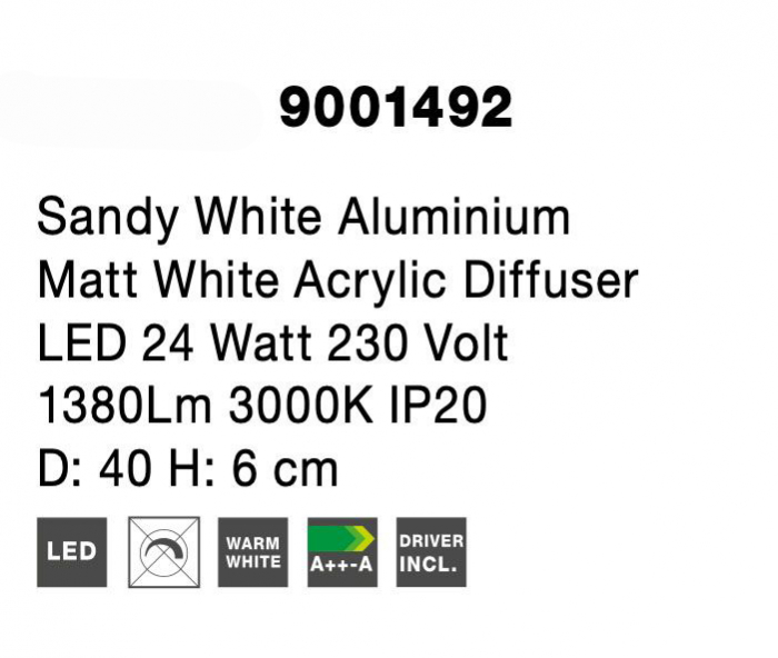 Plafoniera LED moderna alba/neagra cu laterale model geometric Mayna Ø40 cm din metal, 9001491 - Novaluce [13]