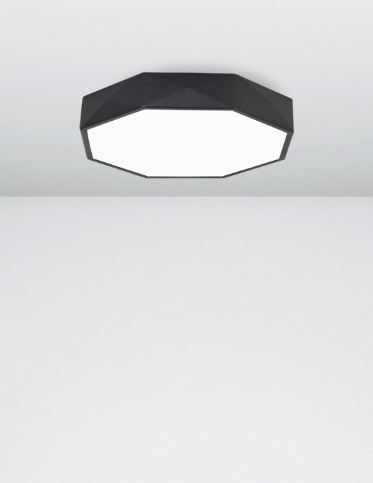 Plafoniera LED moderna alba/neagra cu laterale model geometric Mayna Ø40 cm din metal, 9001491 - Novaluce [3]